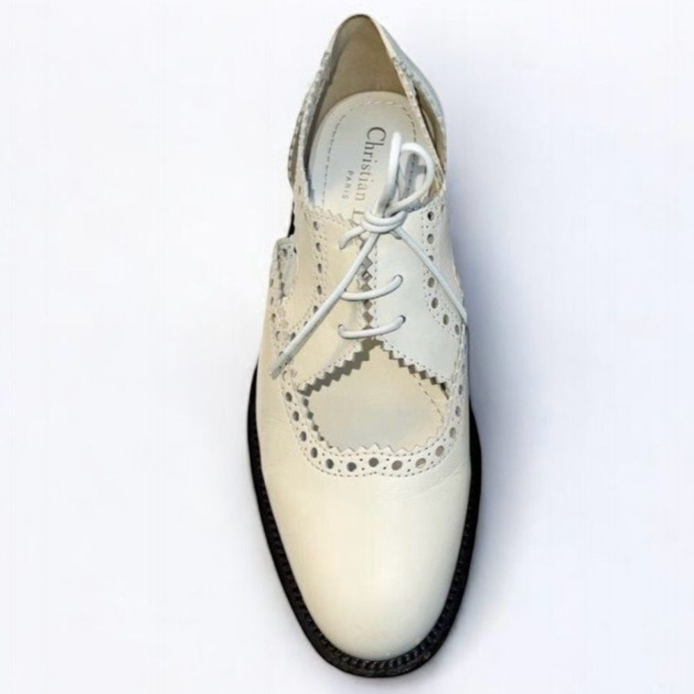 DIOR Teddy-D Derby Off White Cut-Out Accent Calf-Skin Oxfords Size EU37 D - Picture 2 of 12